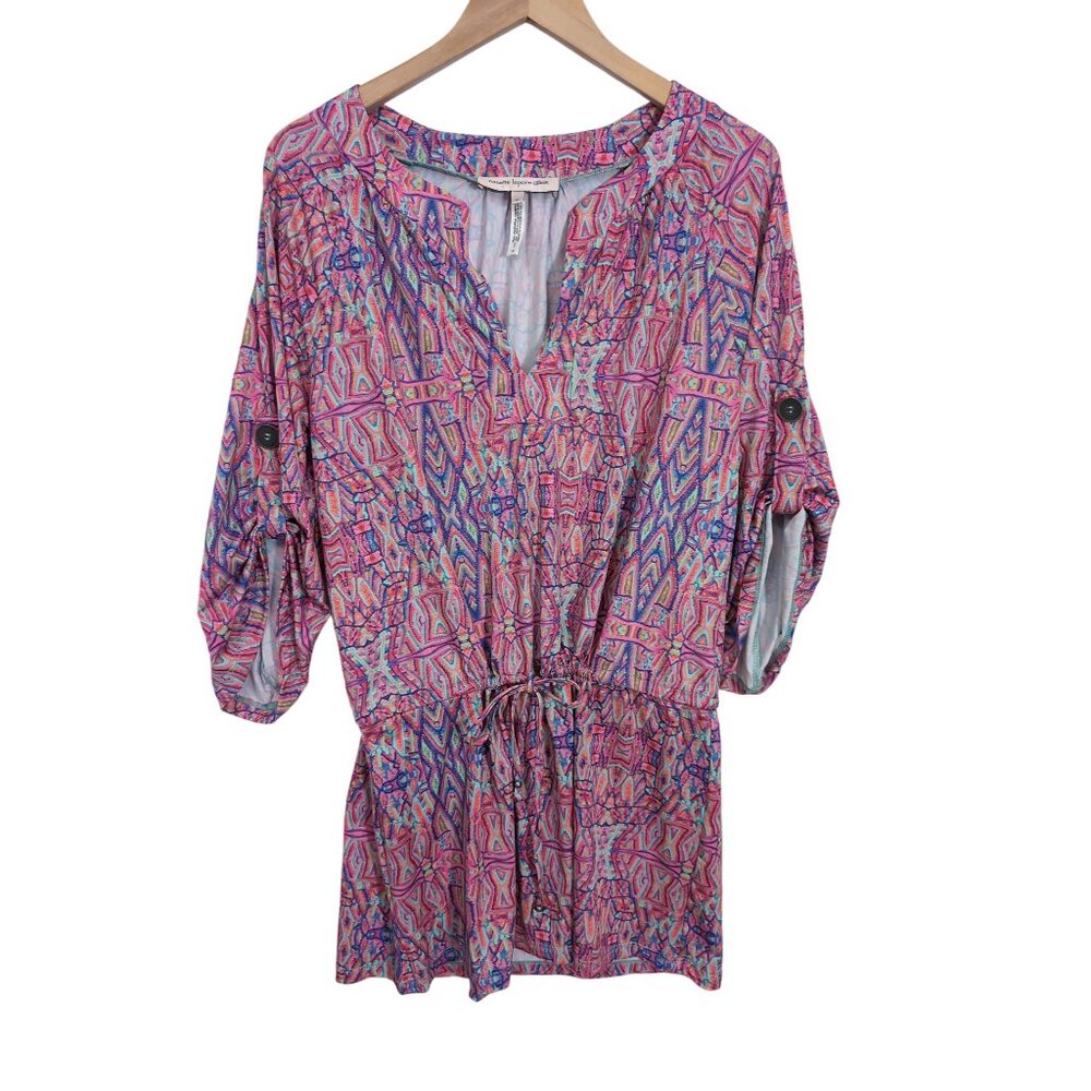 Nanette Lepore Swim Coverup Tunic Womens M Geometric Print Boho Chic